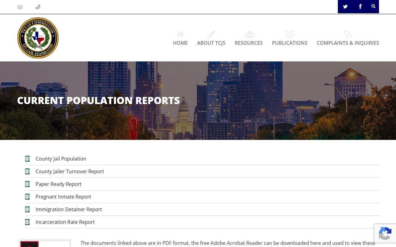 Texas Commission on Jail Standards population reports for Dickens County inmate population